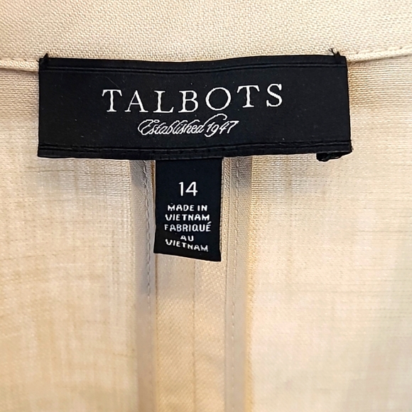 Talbots Cream Linen Suit, Lined Pantsuit, Jacket (14), Pants (16) - Picture 3 of 8
